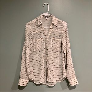 Express Love Script Sheer White Portofino Shirt